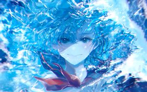 Preview wallpaper girl, underwater, water, anime, art, blue