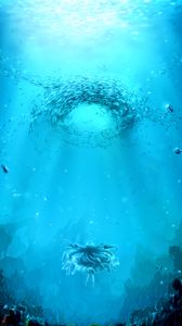 Preview wallpaper girl, underwater world, art, water, depth