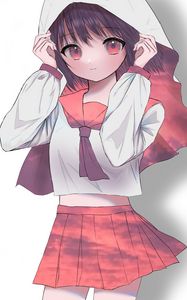 Preview wallpaper girl, uniform, cloak, glance, anime