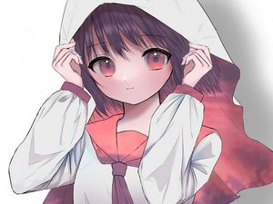 Preview wallpaper girl, uniform, cloak, glance, anime