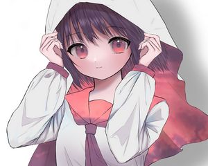 Preview wallpaper girl, uniform, cloak, glance, anime