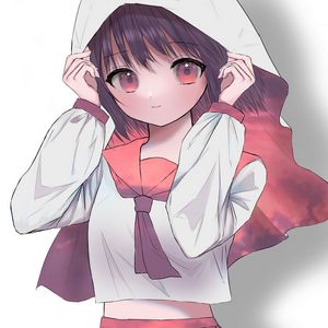 Preview wallpaper girl, uniform, cloak, glance, anime