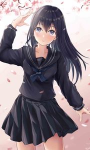 Preview wallpaper girl, uniform, gesture, anime