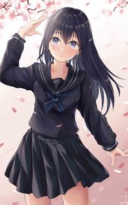 Preview wallpaper girl, uniform, gesture, anime