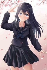 Preview wallpaper girl, uniform, gesture, anime