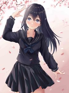 Preview wallpaper girl, uniform, gesture, anime
