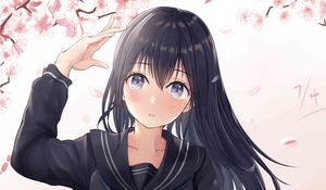 Preview wallpaper girl, uniform, gesture, anime