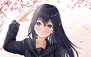 Preview wallpaper girl, uniform, gesture, anime