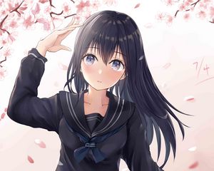 Preview wallpaper girl, uniform, gesture, anime