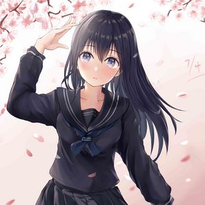 Preview wallpaper girl, uniform, gesture, anime