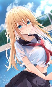 Preview wallpaper girl, uniform, glance, anime, art