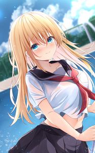 Preview wallpaper girl, uniform, glance, anime, art