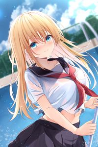 Preview wallpaper girl, uniform, glance, anime, art