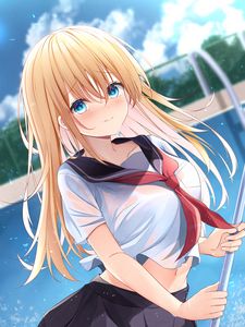 Preview wallpaper girl, uniform, glance, anime, art