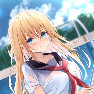 Preview wallpaper girl, uniform, glance, anime, art