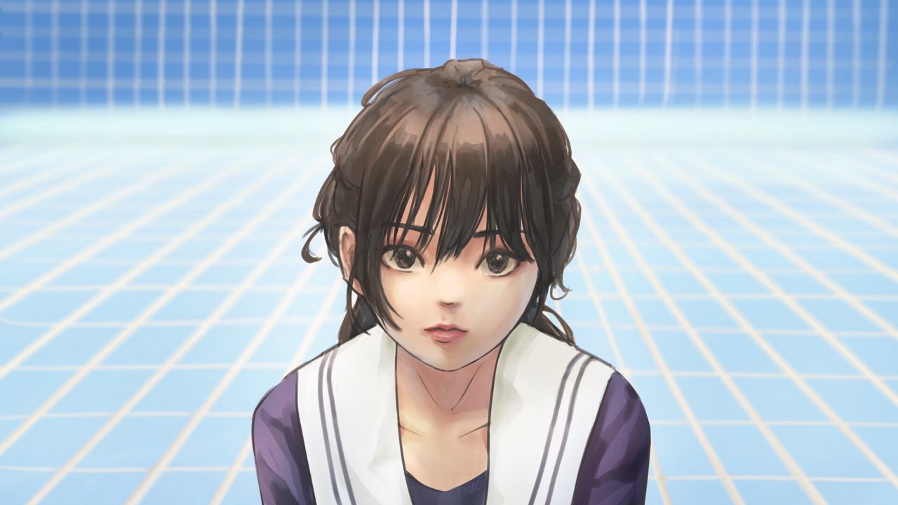 Wallpaper girl, uniform, glance, anime