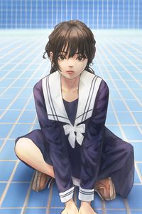 Preview wallpaper girl, uniform, glance, anime