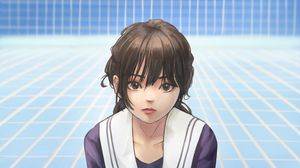 Preview wallpaper girl, uniform, glance, anime