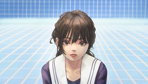 Preview wallpaper girl, uniform, glance, anime