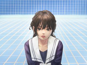 Preview wallpaper girl, uniform, glance, anime