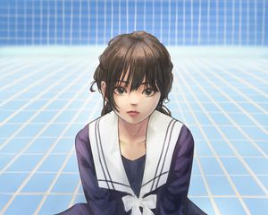 Preview wallpaper girl, uniform, glance, anime