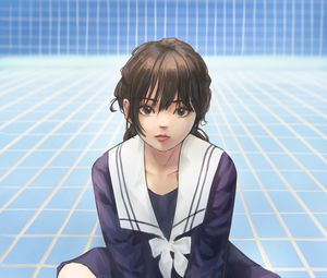Preview wallpaper girl, uniform, glance, anime
