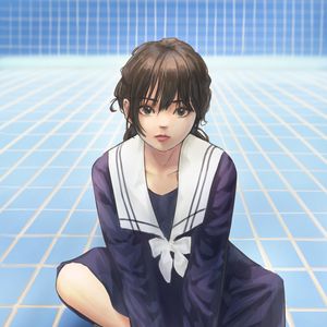 Preview wallpaper girl, uniform, glance, anime