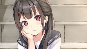 Preview wallpaper girl, uniform, sailor suit, glance, anime