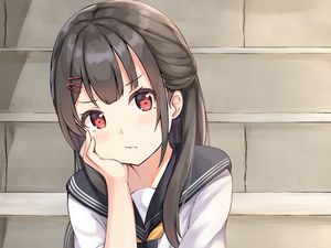 Preview wallpaper girl, uniform, sailor suit, glance, anime