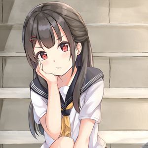 Preview wallpaper girl, uniform, sailor suit, glance, anime