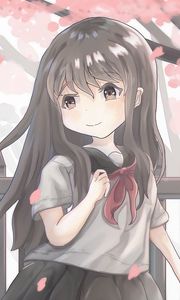 Preview wallpaper girl, uniform, sakura, anime