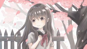 Preview wallpaper girl, uniform, sakura, anime