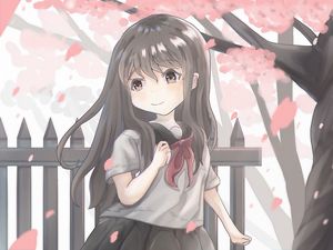 Preview wallpaper girl, uniform, sakura, anime