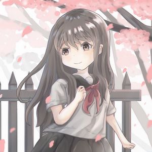 Preview wallpaper girl, uniform, sakura, anime