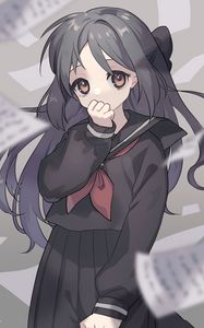 Preview wallpaper girl, uniform, schoolgirl, glance, anime