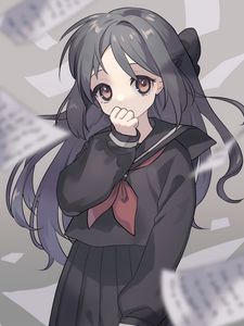 Preview wallpaper girl, uniform, schoolgirl, glance, anime