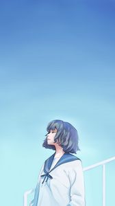 Preview wallpaper girl, uniform, sky, anime