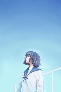Preview wallpaper girl, uniform, sky, anime