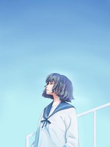 Preview wallpaper girl, uniform, sky, anime