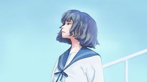 Preview wallpaper girl, uniform, sky, anime