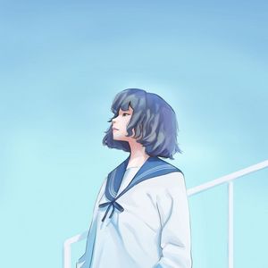 Preview wallpaper girl, uniform, sky, anime