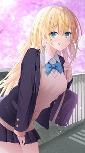 Preview wallpaper girl, uniform, smile, anime, art