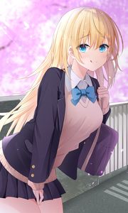 Preview wallpaper girl, uniform, smile, anime, art