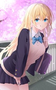 Preview wallpaper girl, uniform, smile, anime, art