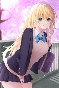 Preview wallpaper girl, uniform, smile, anime, art