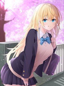 Preview wallpaper girl, uniform, smile, anime, art