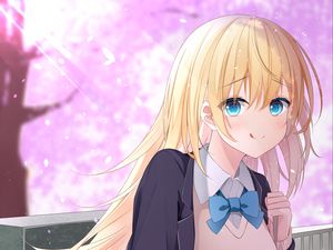 Preview wallpaper girl, uniform, smile, anime, art