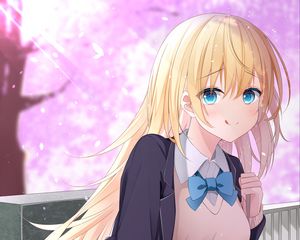 Preview wallpaper girl, uniform, smile, anime, art