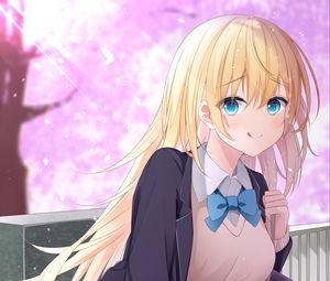 Preview wallpaper girl, uniform, smile, anime, art