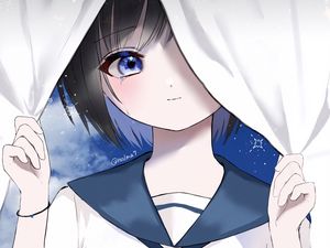 Preview wallpaper girl, uniform, tears, smile, anime